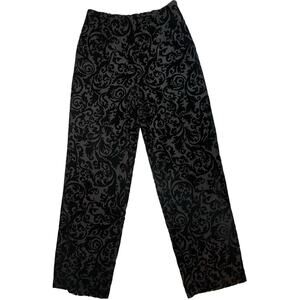 VTG Talbots Flocked Pants Women’s Sz 6 Black Scroll Formal Straight Leg Romantic